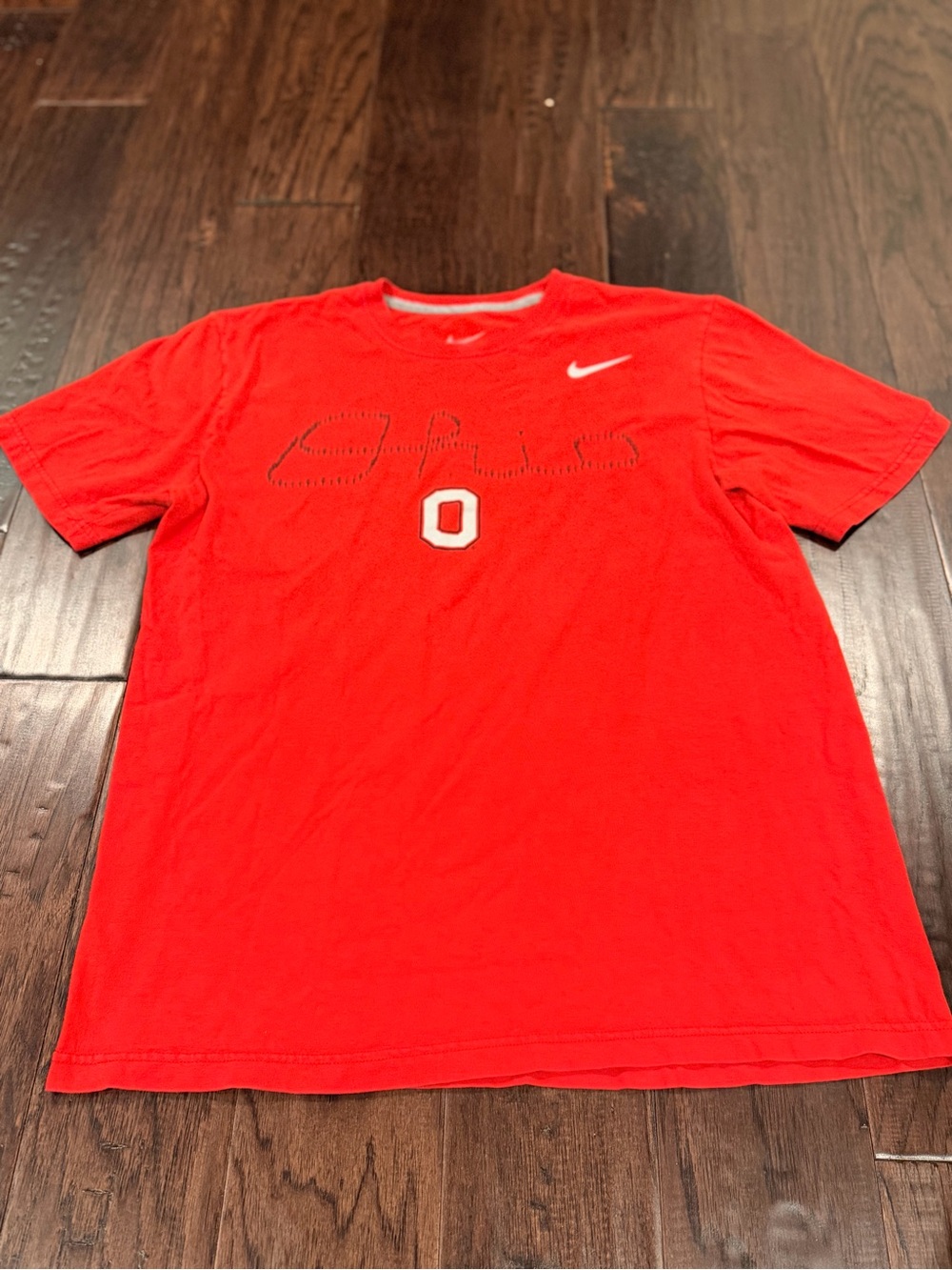 Nike Red Short Sleeve Crewneck Graphic Tee with White Swoosh